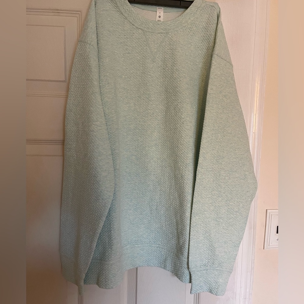 Lululemon All Yours Crew HDEM/WHT Heathered Mint White Sweatshirt Women's Size 8